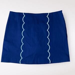 Crown & Ivy NWT Scalloped Mini‎ Skort Womens Size 12 Navy White Minimalist